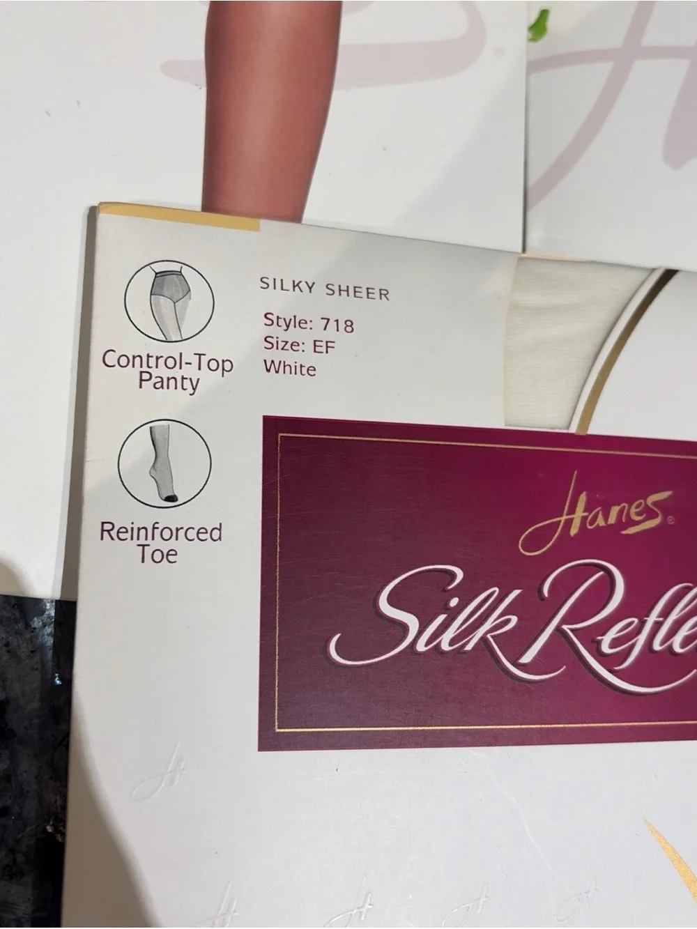 Vtg Hanes Silk Reflections Sheer Control Top Pantyhose EF BLACK Tan NOS lot of 5